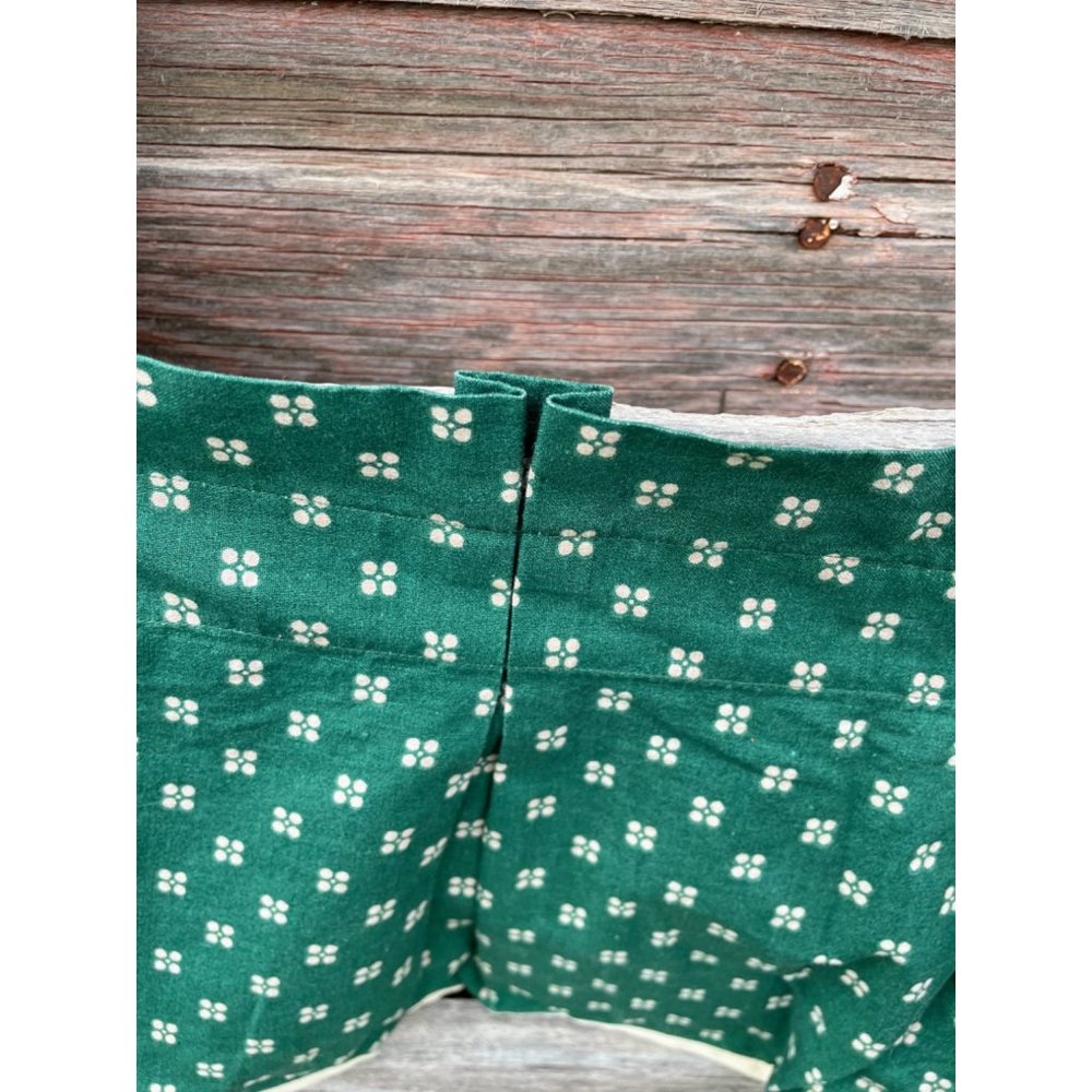 Vintage Pair 1960s Green/Beige Dot Pleated Curtain Valance Cotton - Picture 16 of 16